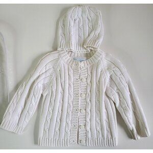 Baby Dove White Cable Knit Cardigan & Hat Set 100% Cotton Size 6-9 Months New